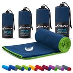 Fit-Flip Camping towel - ultra lightweight & compact microfibre towel - quick dry sports towel for gym - the perfect beach, travel & swim towel (70x140cm deep blue - green edge)