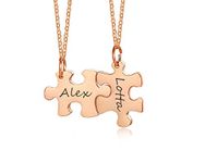 Personalized Stainless Steel Puzzle Pieces BFF Necklace Set for 2 Christmas Graduation Gift for BFF,Friendship Jewelry Gift,Puzzle Necklaces for Bestie Sister Soulmate,Rose Gold