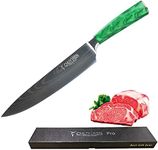 Chef's Knife 8 Inches, Professional Kitchen Knife with Ergonomics Non-slip Handle, German Style High Carbon Steel Chef Knife for Cooking Green