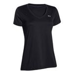 Under Armour Women's Tech V-Neck Short-Sleeve T-Shirt , Black (002)/Metallic Silver , XX-Large