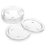 BSTKEY 5 Pack 10cm Glass Round Candle Plates Cup Mat, Transparent Glass Coaster Holder Set Pillar Candlestick Holder Stand for Candles