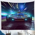 Erosebridal Racing Car Wall Tapestry Medium 59x59 Racing Game Wall Blanket Speed Car Wall Hanging Extreme Sports Tapestry for Boys Young Man Gifts Kids Car Theme Room Decorative