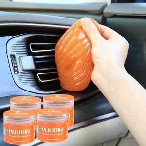 PULIDIKI Car Cleaning Gel for Car Cleaning Putty Car Putty Auto Detailing Tools Car Slime Cleaner Dust Cleaning Gel Car Interior Cleaner Car Accessories Orange Stocking Stuffers for Men Women 4Pack