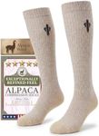 Heat equation Alpaca Compression Socks for Men & Women, 15-20 mmHg Knee High Graduated Circulation Support, Moisture Wicking L/XL Light Beige