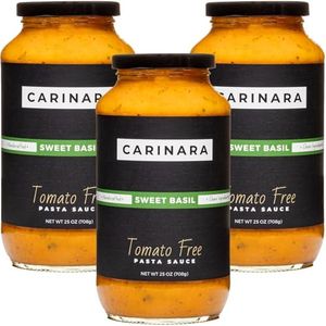 CARINARA Tomato-Free Pasta Sauce | Carrot-Based Marinara Alternative with Garlic, Onion & Basil | Vegan, Gluten-Free, Low-Acid, No Tomato Sauce for Pasta, Pizza & Dips 25 Oz (Sweet Basil (3 Pack))