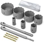 METOTY 13 Pcs Concrete Hole Saw Set (30,40,50,70,90,100,115) with 300mm SDS Plus Shank & 300mm MAX Shank and 5 Dust Catchers - Ideal for Concrete, Cement, Brick, Stone, and Wall Drilling