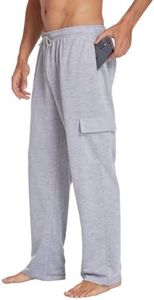 Deyeek Mens Sweat Pants Cargo Sweats for Men Baggy Cargo Sweatpants Open Bottom Gym Joggers Men's Athletic Pants with Pockets Grey