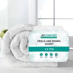 Air Comfort Microfiber 4.5 Tog Anti-Allergy Summer Bliss Luxury Duvet, Double Size, White