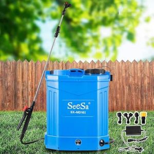SeeSa 16L Battery Powered Backpack Sprayer with 12V 8Ah Battery, Charger, Lumbar Support and 4 Nozzles Garden Sprayer for Weeding, Spraying, Cleaning