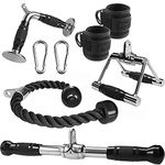 WNOEY Triceps Pull Down Attachment, Cable Machine Accessories for Home Gym (V Handle + Row Handle + Rotating Bar + Tricep Rope + Ankle Straps)