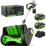 40V Brushless Cordless Snow Shovel, 13.5-Inch Electric Snow Blower with 2X 4.0Ah Batteries & Charger, Battery-Powered Snow Removal with 25FT Throw Distance for Patio, Deck, Driveway