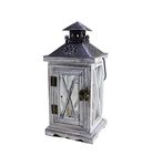 TentHome Vintage Wooden Lantern with Metal Roof Handle Rustic Candle Holder Tealight Decoration Candelabra (B)