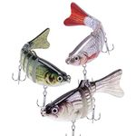 A AKRAF Lifelike Fishing Lures for Freshwater and Saltwater Angling – Realistic Trout and Bass Lures with Segmented Bodies, Rustproof Dual Treble Hooks and Integrated Gravity Ball for Diving (3 Pk)