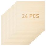 24 Pieces Basswood Sheets, 12 x 12 x 1/8 Inches Thin Balsa Wood Sheets Square Unfinished Plywood for Crafts, Painting, House Model and DIY Projects