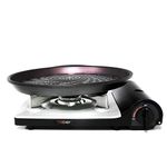 TECHEF AGGPSET Agni Stovetop Korean BBQ Non-Stick Grill Pan with Portable Gas Stove Burner, Made in Korea, Set Set