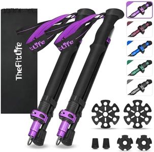 TheFitLife Collapsible Trekking Poles for Hiking – Lightweight Folding Walking Sticks for Men and Women with Extra-Long Foam Handle and Metal Flip Lock, Foldable for Backpacking, Camping, Travelling