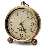 Maxspace Vintage Analog Clock,5.2 inch Super Silent Clock,Battery Operated Alarm Clock for Bedrooms Desk Travel and Room Decor