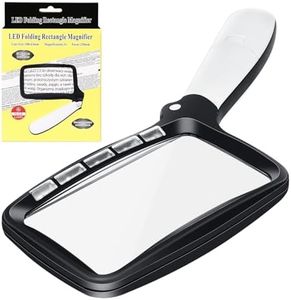 Lente di Ingrandimento Rettangolare, 3X Grande Rettangolo di lettura lente con LED 5,con Modalità di Attenuazione con Lente D'ingrandimento Manuale Pieghevole, per anziani, libri, Mappe, Gioielli