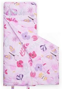 david's kids Toddler Nap Mat Set with Removable Pillow, Ultra Soft Slumber Bags for Girls,Perfect for Preschool, Daycare, Kids Sleeping Bags with Rollup Design, 50"x20", Butterfly