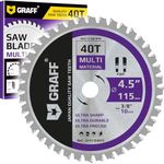 GRAFF 4-1/2 Inch Circular Saw Blade with 3/8 Inch Arbor - 40-Teeth Grinder Saw Blade for Aluminium, Metal, Wood, Plywood, Drywall, Plastic - Wood Cutting Blade for Angle Grinder