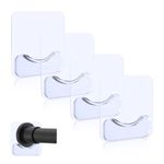 PREBENE Adhesive Shower Curtain Rod Holder, 4 Pcs Tension Rod Holders, No Drilling | Invisible Rod Retainer, Transparent Wall Mount Holder for Shower Curtain Rod(Rod Not Included)