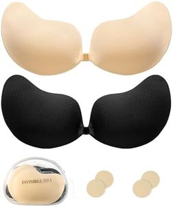 Beaulyn 2 Pair Sticky Bra for Women - Strapless Sticky Bra Push Up Lift, Breathable & Invisible Adhesive Bra for Backless Dress Everyday Wearing with 2 Pair Nipplecovers