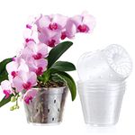Orchid Pots with Holes Cymbidium Phalaenopsis Orchid Pot Indoor Clear Plastic Vanda Plant Pots Set (5.5 inch)
