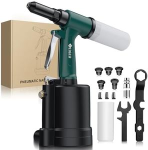 JiGiU Pneumatic Air Riveter 1780KGF Pulling Pneumatic Rivet Gun Heavy-Duty Air Pop Riveter 2.4mm, 3.2mm, 4.0mm, 4.8mm and 6.4mm Capacity for Automotive, Construction, Manufacturing Industries