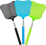 Begonia Telescopic Fly Swatter, Fly Swatter For Indoors Plastic Flyswatter Heavy Duty With Stainless Steel Telescopic Handle (3 Pack)
