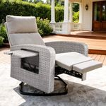 ZZW Outdoor Recliner Chair Set of 2, Wicker Patio Recliners with Adjustable Backrest and Extended Foot Rest, Reclining Patio Chairs with Flip Table & Removable Cushion Cover for Porch