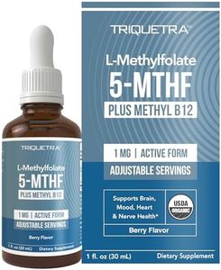 Organic Methyl Folate 1000 mcg + Methyl B12 Cofactor (300 Servings) – Metabolically Active 5-MTHF Form, Organic Berry Flavor, Liquid Sublingual Form – Mood, Cognition, Methylation, Pregnancy (1oz)