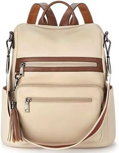 Telena Womens Backpack Purse Vegan Leather Large Travel Backpack College Shoulder Bag with Tassel, 0-beige-brown, Large, Casual