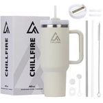 ChillFire 40oz Tumbler with Straw and Lid | 100% Leakproof Insulated Tumbler | 2 Days Iced | Unique Accessories | Stainless Steel Tumbler with Straw | Drinking Cup with Straw | Travel Mug with Handle