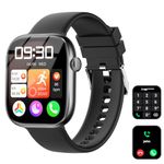Smart Watch for Women Men, 1.83" HD Touchscreen, Fitness and Sleep Trackers, Heart Rate Monitor, Bluetooth Calling Smartwatch for Android/iOS, IP67 Water Resistant Multi-Sport Modes Pedometer, Black