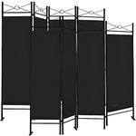 CASARIA® 2x Lucca Folding Room Divider Partition Screen 180 x 163cm | Freestanding Flexible 4 Panel Privacy Wall | Foldable Stable Bedroom Office | Black