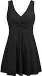 wantdo Women's Plus Size Swimsuit Cover One Piece Swimwear Black US 12/14