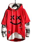 Hello MrLin Men's Techwear Hip Hop Hoodie Japanese Streetwear Patchwork Urban Jumper Tops Red