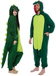 Silver Lilly Unisex Adult Pajamas - Plush One Piece Cosplay Animal Dinosaur Costume (Green, XX-Large)