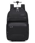 Arctic Hunter Trolley Backpack for Travel 30L Convertible Rolling Suitcase 2 Wheels 1680D Nylon Water-resistant Laptop Backpack for Travel Business,Black
