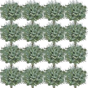 Serwalin 400pcs Artificial Mixed Eucalyptus Stems Leaves Bulk, 4Kinds Fake Greenery Silver Dollar Eucalyptus Leaves Picks,Faux Greenry Stems Sprays for DIY Bouquets Floral Arrangement Home Decor