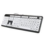 104 Keys Large Key Keyboard Black L