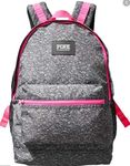 SOLD OUT ONLINE - - FULL SIZE - GREY MARL WITH HOT PINK ACCENTS. - COLLEGIATE BACKPACK, CAMPUS BACKPACK