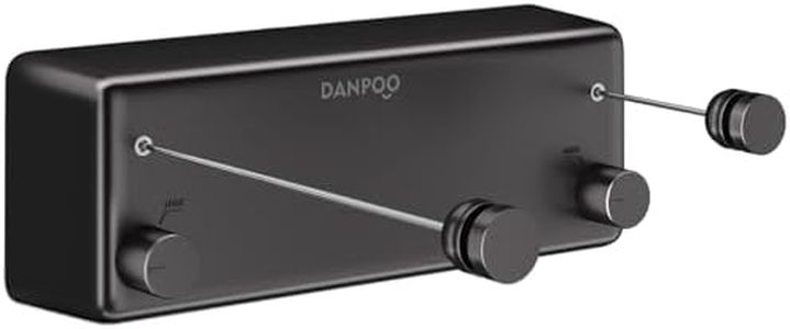 Danpoo Retractable Clothesline Outdoor Heavy Duty, 2x13.8ft Stainless Steel Double Clothes Line Retracting Outdoors - for Patio/Backyard/RV Wall Mounting(Black)