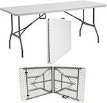 GYMWIND 6FT Heavy Duty Folding Trestle Table Indoor Outdoor Garden Catering for Picnic Party Dinner (6FT Table)