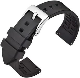 ANNEFIT Premium Silicone Watch Band, Quick Release Fluoro Rubber Strap 22mm with Silver Buckle (Black)