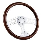 QYMOPAY 15 Inch Wooden Racing Steering Wheel Classic Grant Nostalgia Style Racing Steering Wheel Slotted 3 Chrome-plated Spokes with 6 Bolts Woodgrain Steering Wheel (Girl pattern)