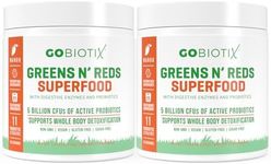 GOBIOTIX Super Greens and Reds Powder - Red and Green Superfood - Probiotic Supplement - Digestive Enzymes and Beet Root Powder - Organic Whole Foods Dietary Supplement (Mango, 2 Pack)