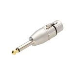 kenable XLR Female Socket Holes to 6.35mm Mono Gold Tip Jack Plug Adapter