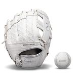 Franklin Sports Kids Baseball Gloves - Meshtek Child's Tball Glove + Ball Set - Boys + Girls Teeball Mitt Set - Kids Right Hand Throw - 9.5" - White/Chrome