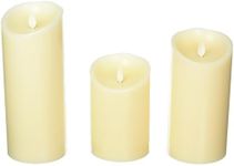 Set of 3 Luminara Flameless Candles 3.5x5 3.5x7 3.5x9 Ivory Moving Flame Candles with Timers and Remote Control